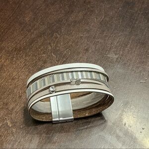 Stylish Silver and Gray Multi-Layer Bracelet
